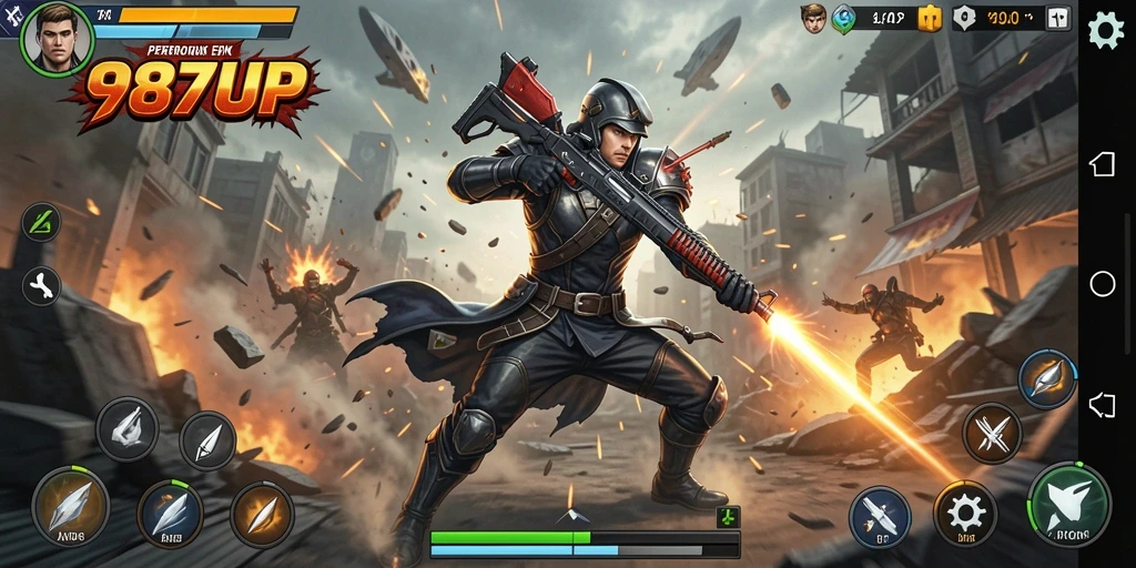 Gameplay seru dengan pertarungan intens di 987UP.