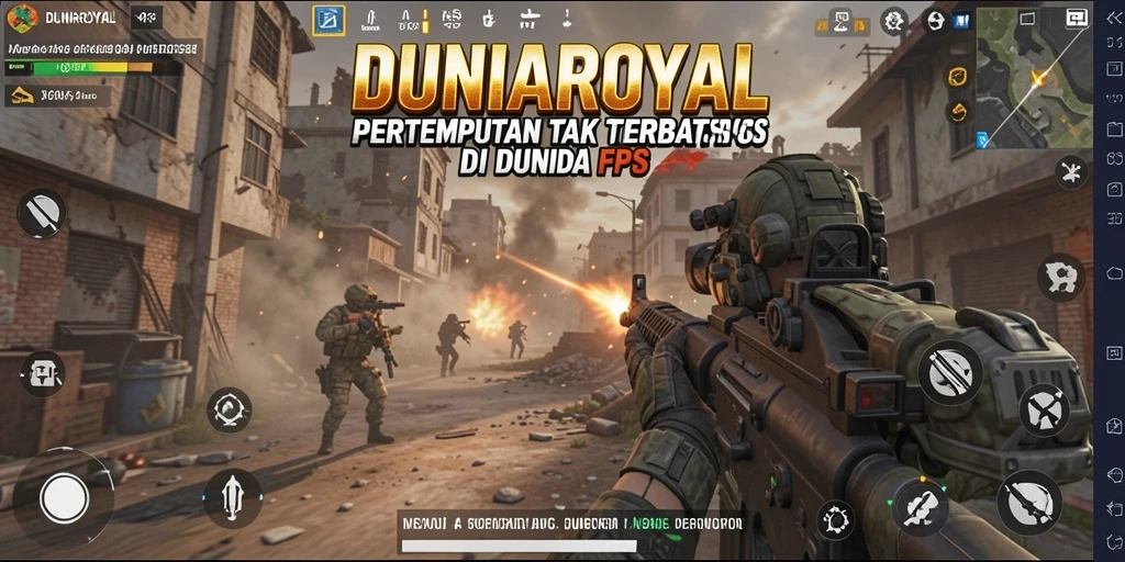 Tangkapan layar menunjukkan aksi menembak yang intens dalam permainan FPS.