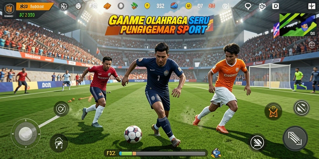 Gameplay seru dalam F32 menampilkan aksi olahraga yang mendebarkan.