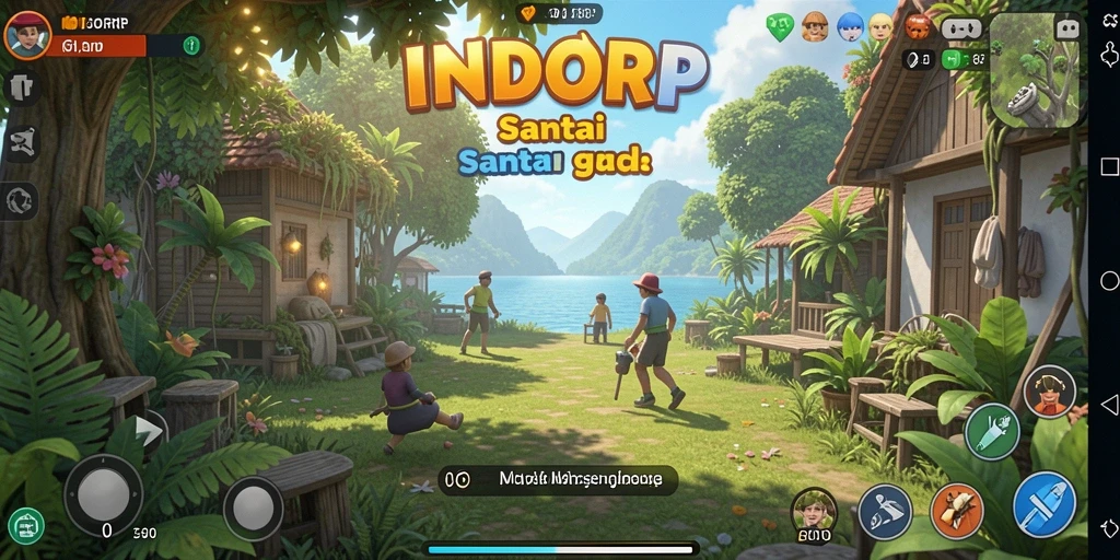 Tangkapan layar utama <strong>INDORP</strong> menunjukkan karakter dan gameplay yang ceria dan menyenangkan.