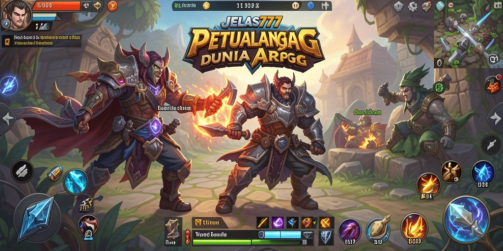 Tampilan seru dari gameplay ARPG di JELAS777 dengan pertempuran mendebarkan.