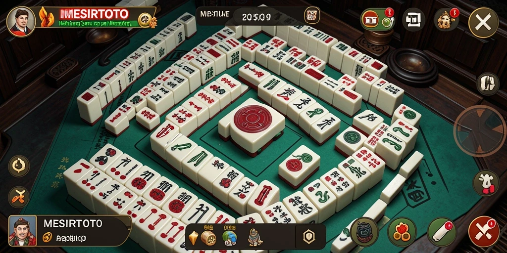 Screenshot gameplay Mahjong MESIRTOTO yang menampilkan susunan ubin yang menantang.