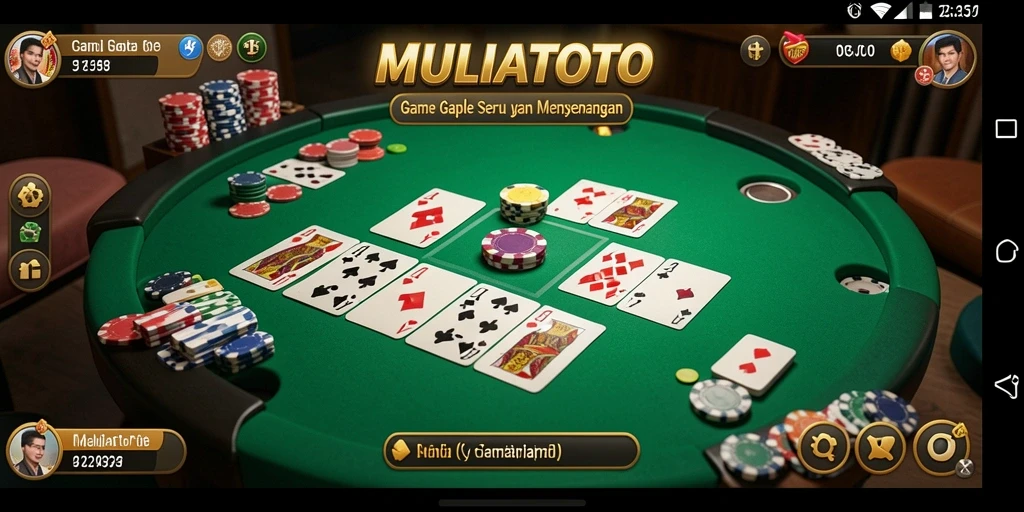 Tampilan gameplay seru MULIATOTO dalam permainan Gaple.