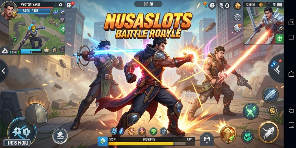 Gameplay NUSASLOTS yang menegangkan di medan pertempuran Battle Royale.