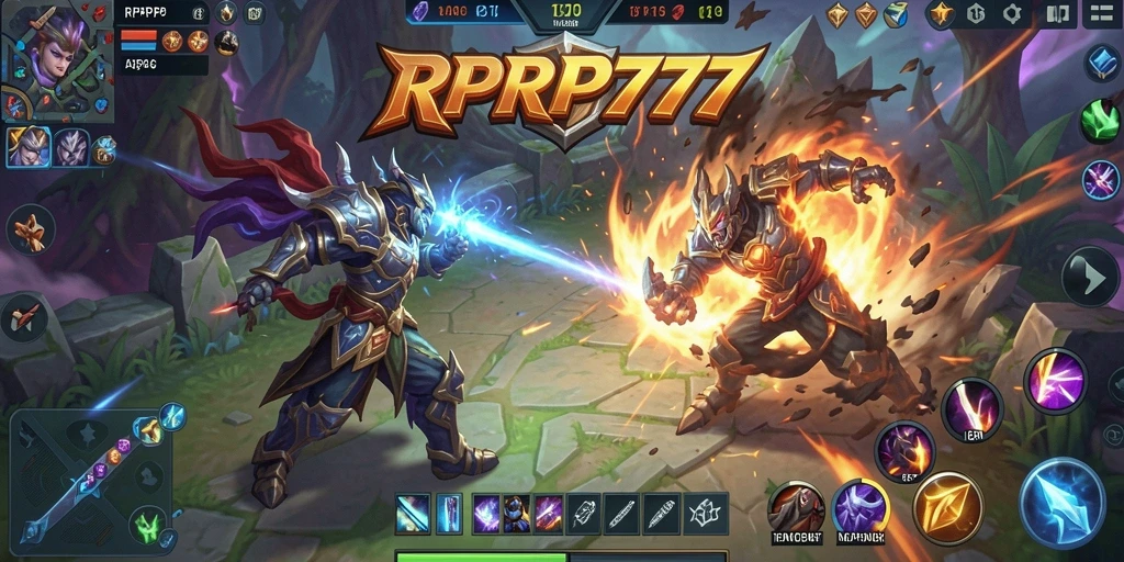 Tampilan menarik dari gameplay RPRP777 dalam pertarungan MOBA.