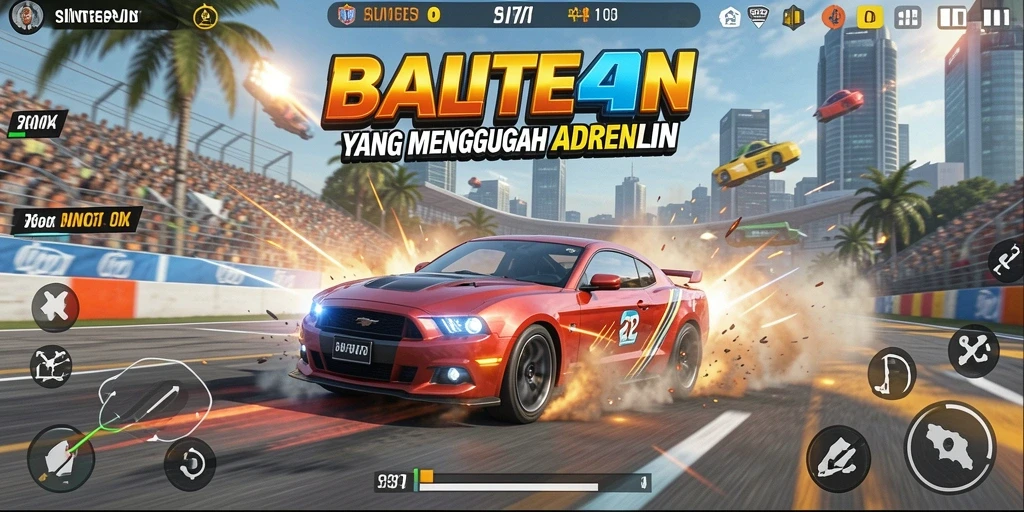 Screenshot utama SINTE4D menampilkan aksi balapan seru dan grafis yang memukau.