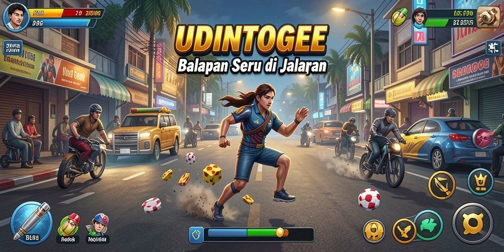Tampilan gameplay balapan yang mendebarkan di UDINTOGEL.