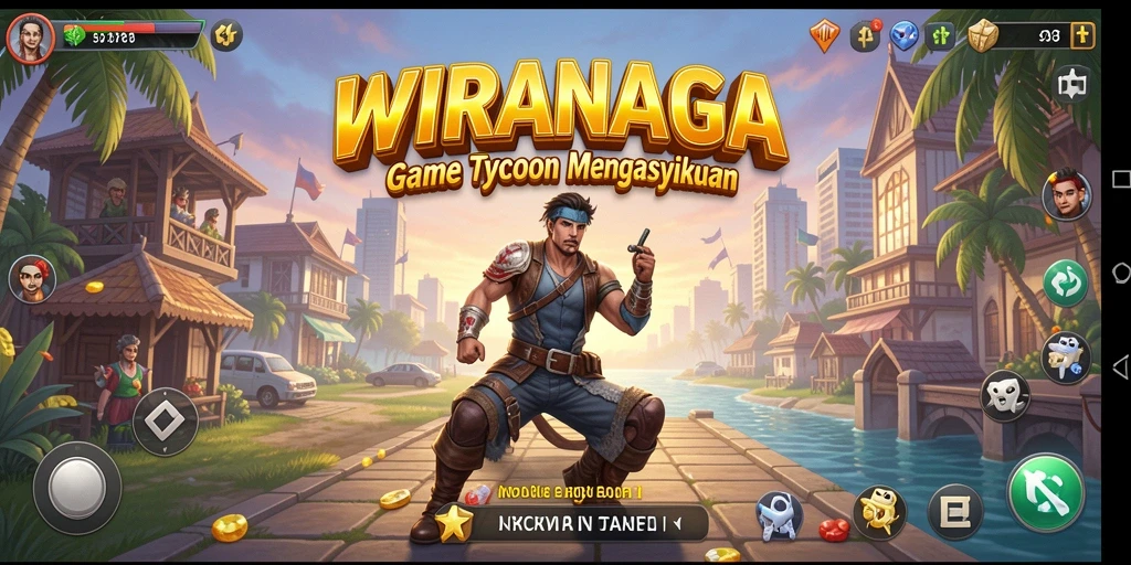 Tampilan gameplay WIRANAGA yang menampilkan strategi bisnis yang mendebarkan.